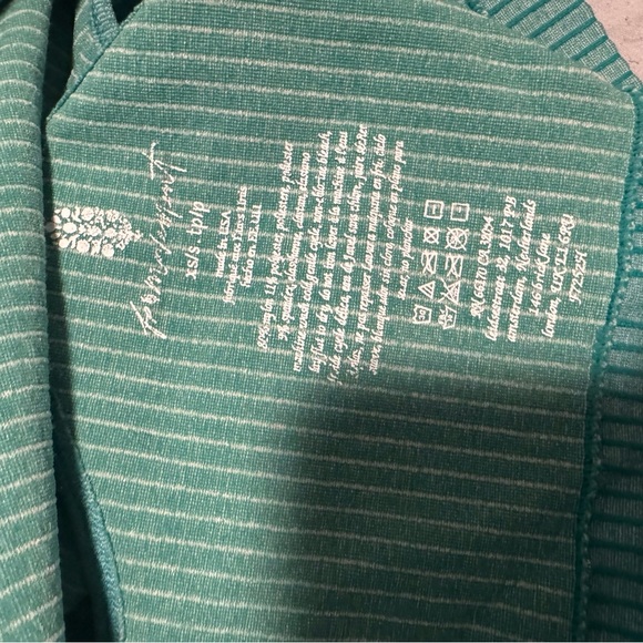 Free People Movement Teal Ribbed Crop Tank Top XS/S with Triangle Silver Accent - Picture 4 of 9
